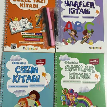 Oluklu yapısı sayesinde kızım çok rahat kullandı yazıları silinir olduğu için tekrar tekrar kullanıyoruz