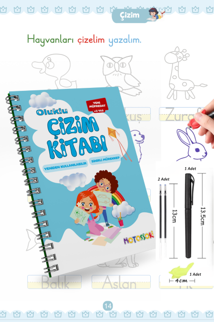 Çizmeyi Öğreten Oluklu (Kabartmalı) Kitabı | Sihirli Yazı Defterleri | Çocuk Aktive Eğitici Kitap