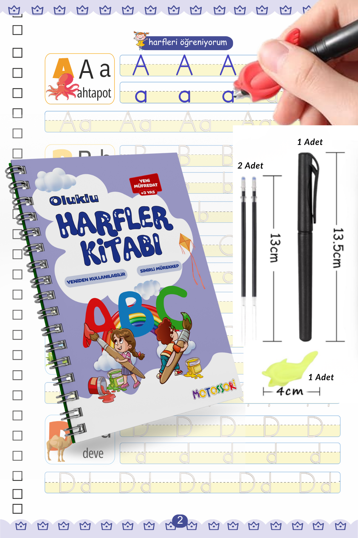 harflercizim Harfleri Öğreten Oluklu (Kabartmalı) Kitabı | Sihirli Yazı Defterleri | Çocuk Aktive Eğitici Kitap - Görsel 1